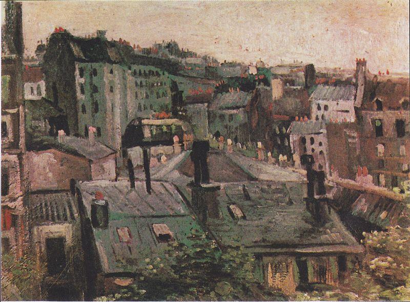 Vincent Van Gogh Overlooking the rooftops of Paris oil painting image